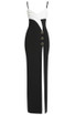 Pleated Bustier Maxi Dress Black White