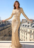 Long Sleeve Crystal Detail Sequin Maxi Dress Gold