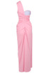 One Shoulder Draped Maxi Dress Pink