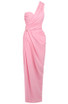 One Shoulder Draped Maxi Dress Pink