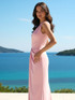 One Shoulder Draped Maxi Dress Pink