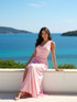 One Shoulder Draped Maxi Dress Pink