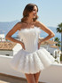 Strapless Petal Floral Corset A Line Dress White