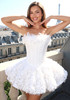 Strapless Petal Floral Corset A Line Dress White