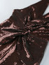 Halter Draped Sequin Jumpsuit Brown