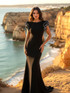 Crystal Ruffle Backless Maxi Dress Black