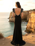 Crystal Ruffle Backless Maxi Dress Black