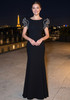 Crystal Ruffle Backless Maxi Dress Black