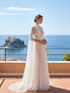 Pearl Cape Sleeves Maxi Dress White