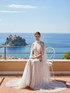 Pearl Cape Sleeves Maxi Dress White