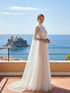 Pearl Cape Sleeves Maxi Dress White