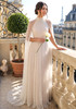 Pearl Cape Sleeves Maxi Dress White