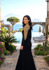 Long Sleeve Crystal Shoulders Maxi Dress Black