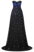 Strapless Embellished A Line Maxi Dress Black
