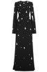 Long Cape Sleeve Crystal Maxi Dress Black
