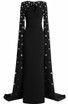 Crystal Cape Sleeve Maxi Dress Black