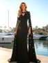 Crystal Cape Sleeve Maxi Dress Black