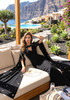 Crystal Cape Sleeve Maxi Dress Black