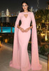 Crystal Cape Sleeve Maxi Dress Pink