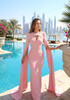 Crystal Cape Sleeve Maxi Dress Pink