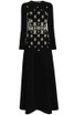 Long Sleeve Crystal Detail A Line Maxi Dress Black