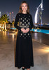 Long Sleeve Crystal Detail A Line Maxi Dress Black