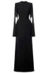 Crystal Embellished Cape Sleeve Maxi Dress Black