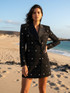 Long Sleeve Crystal Blazer Dress Black