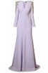 Long Sleeve Embellished Shoulders Maxi Dress Lavender