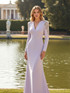 Long Sleeve Embellished Shoulders Maxi Dress Lavender