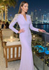 Long Sleeve Embellished Shoulders Maxi Dress Lavender