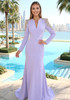 Long Sleeve Embellished Shoulders Maxi Dress Lavender