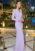 Long Sleeve Embellished Shoulders Maxi Dress Lavender