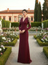 Long Sleeve Embellished Shoulders Maxi Dress Burgundy