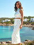 Embellished Midi Two Piece Dress White Turquoise
