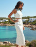 Embellished Midi Two Piece Dress White Turquoise