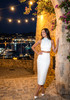 Embellished Midi Two Piece Dress White Turquoise