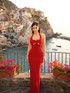 Halter Underboob Cut Out Maxi Dress Red