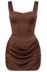 Draped Corset Dress Brown