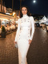 Long Sleeve Studded Maxi Dress White