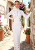 Long Sleeve Studded Maxi Dress White