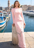 Long Sleeve Crystal Flower Maxi Dress Pink