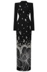 Long Sleeve Crystal Flower Detail Maxi Dress Black