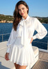 Long Sleeve A Line Chiffon Dress White