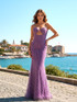 Strapless Embellished Mermaid Maxi Dress Magenta