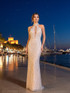 Halter Pearl Sequin Maxi Dress White Nude