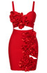 Floral Ruffle Dress Red