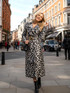 Animal Print Trench Coat Black White