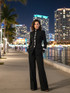Long Sleeve Crystal Detail Suit Black