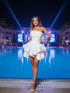 Strapless Draped Ruffle Dress White